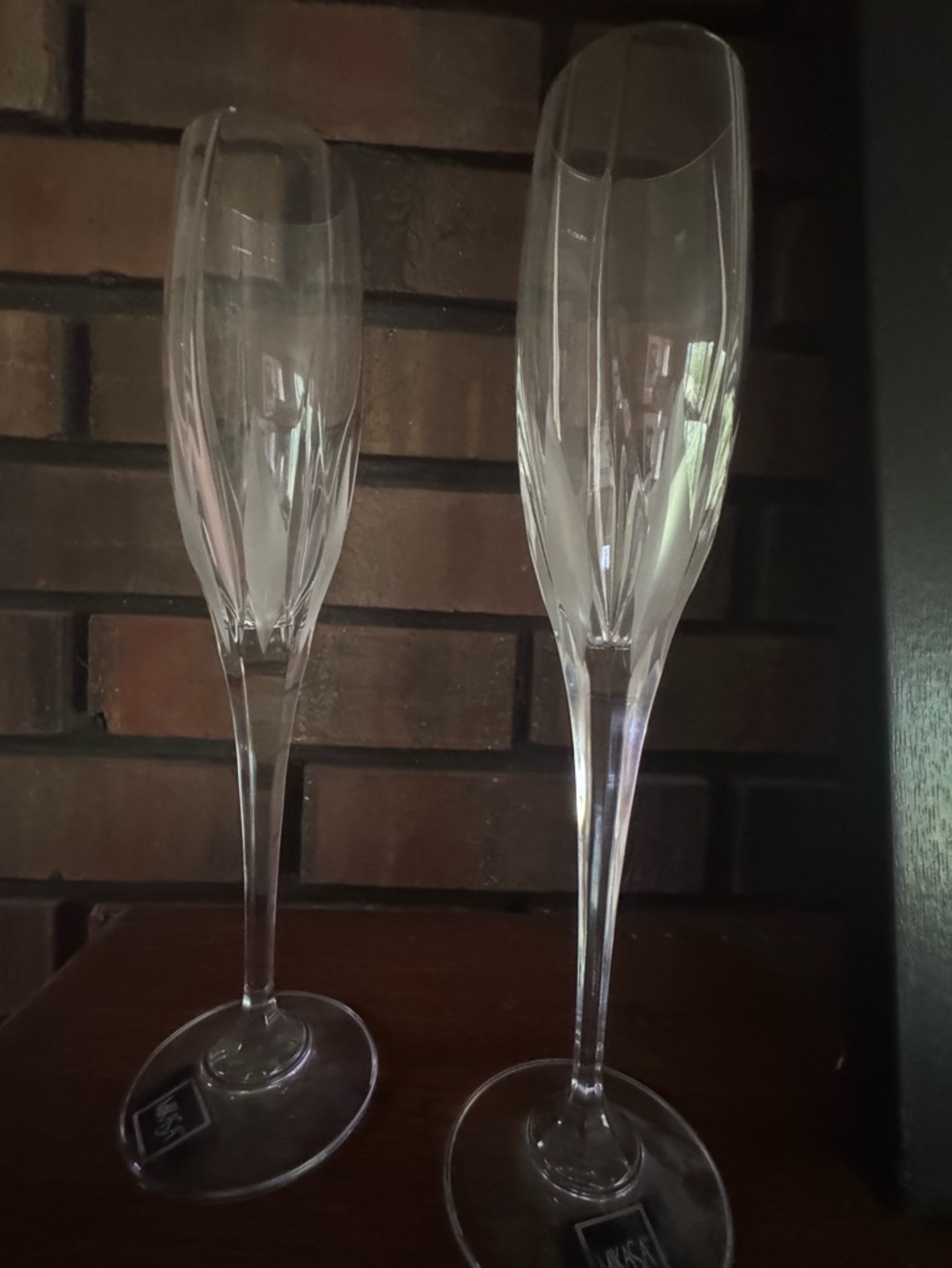 Mikasa Flame D”Amore Crystal champagne flutes. Never used.